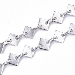 304 Stainless Steel Link Chains, Rhombus Sequin Chains, Soldered, Stainless Steel Color, rhombus: 5.5x5.5x0.3mm, link: 3.6x2.3x0.3mm, about 39.37 inch(1m)/strand(CHS-S006-JN948-1)