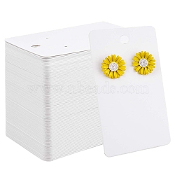 Paper Single Earring Display Cards with Hanging Hole, Rectangle, White, 9x5cm(PW-WG89837-04)
