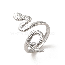 304 Stainless Steel Finger Rings, Snake, Stainless Steel Color, Inner Diameter: 17.9mm(RJEW-H223-01P-11-1)