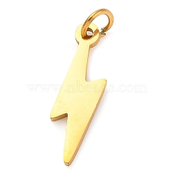 304 Stainless Steel Pendants, Real 18K Gold Plated, Laser Cut, Lightning Bolt, 16x5x1mm, Hole: 2.5mm, 5pcs/set(STAS-Q331-01A)