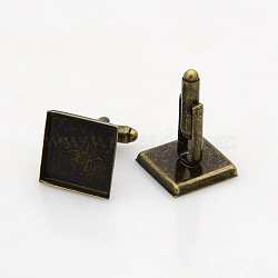 Bass Cuff Button, Cufflink Findings for Apparel Accessories, Antique Bronze, Tray: 16x16mm, 26~28x7x4mm(KK-Q188-AB)