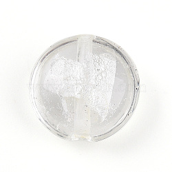 Handmade Silver Foil Glass Beads, Flat Round, Clear, 15~17x8.5~9.5mm, Hole: 1~2mm(SLF15mmY-07)