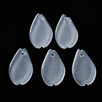 Spray Painted Glass Pendants, Petaline, Alice Blue, 16x9.5x2mm, Hole: 1mm