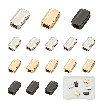 6Pcs 3 Colors 304 Stainless Steel Beads, Ion Plating (IP), Rectangle, Mixed Color, 11x6.5x4mm, Hole: 2.5x3mm, 2pcs/color