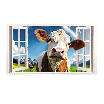 Translucent PVC Self Adhesive Wall Stickers, Waterproof Building Decals for Home Living Room Bedroom Wall Decoration, Cattle, 960x300mm, 2 sheets/set