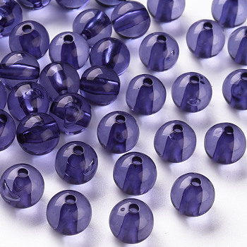 Transparent Acrylic Beads, Round, Medium Slate Blue, 12x11mm, Hole: 2.5mm, about 566pcs/500g