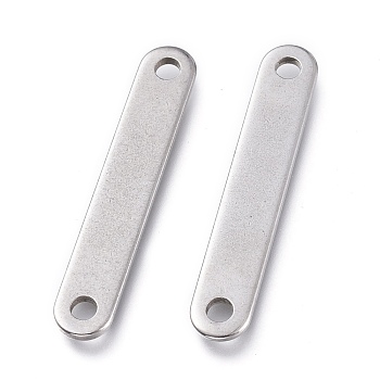 Smooth 304 Stainless Steel Links, Bar Links, Oval, Stainless Steel Color, 40x6.8x1.3mm, Hole: 3mm