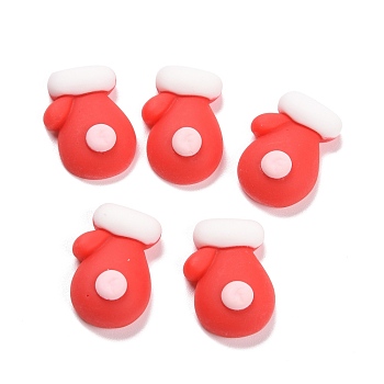 Opaque Resin Cabochons, Christmas Theme, Glove, Red, 22.5x16x8.5mm
