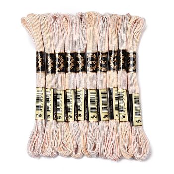 10 Skeins 6-Ply Polyester Embroidery Floss, Cross Stitch Threads, Segment Dyed, Bisque, 0.5mm, about 8.75 Yards(8m)/skein