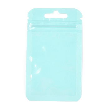 Macaron Color Plastic Yin-yang Zip Lock Bags, Resealable Bags, Self Seal Bags, Top Seal, Rectangle, Pale Turquoise, 10x5.9x0.15cm, Unilateral Thickness: 2 Mil(0.05mm)