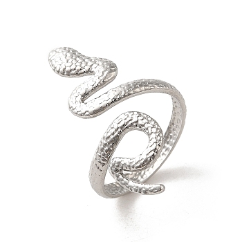 304 Stainless Steel Finger Rings, Snake, Stainless Steel Color, Inner Diameter: 17.9mm