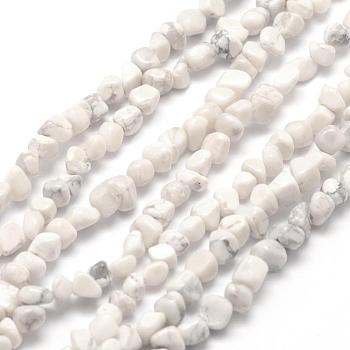 Natural Howlite Beads Strands, Nuggets, 3~5x3~5x3~8mm, Hole: 1mm, about 85~90pcs/strand, 15.7 inch(40cm)