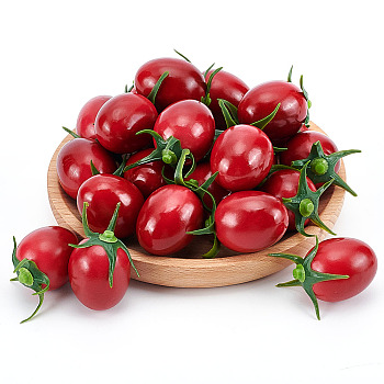 Plastic Simulation Tomato, Imitation Fruit, for Showcase & Photography Props, Dark Red, 31x24mm