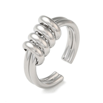 Brass Open Cuff Ring, Spiral, Real Platinum Plated, Inner Diameter: 18mm