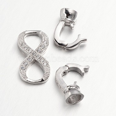 Infinity Brass Micro Pave Cubic Zirconia Fold Over Clasps(ZIRC-L036-02P-FF)-3