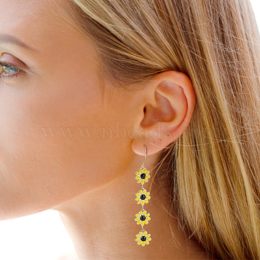 3 Pairs 3 Colors Enamel Daisy Flower Dangle Earrings(EJEW-AN0001-41)-5