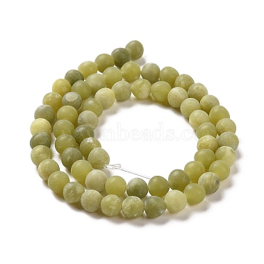 Round Frosted Natural TaiWan Jade Bead Strands(G-M248-6mm-02)-5