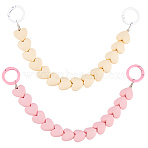 2Pcs 2 Colors Plastic Heart Beaded Bag Extension Chains with Iron Ring Clasps, Purse Making Supplies, Mixed Color, 271mm, 1pc/color(PURS-GF0001-11A)