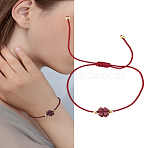 1Pc Adjustable Fibre Cord Braided Bracelets, Vermilion Clover Jewelry for Women Men, Dark Red, 11-3/4 inch(30cm), Inner Diameter: 3-3/4 inch(9.5cm)(BJEW-LP0004-12)