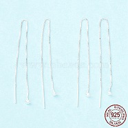925 Sterling Silver Ear Thread, Ball Drop Long Chain Tassel Dangle Stud Earrings for Women, Silver, 100mm, Pin: 0.7mm(STER-P047-10S)