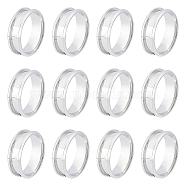 12Pcs Stainless Steel Grooved Finger Ring Settings, Ring Core Blank, for Inlay Ring Jewelry Making, Stainless Steel Color, US Size 11 1/2(20.9mm)(STAS-UN0038-94D)