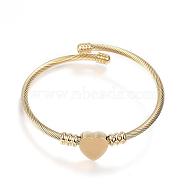 316 Surgical Stainless Steel Torque Bangles, Heart, Golden, 2-1/4 inch(57mm)(BJEW-D437-A37-G)