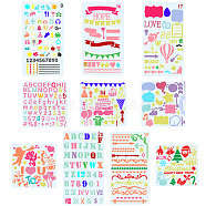 2 Sets 2 Styles PET Hollow Out Plastic Drawing Painting Stencils Templates, Rectangle with Letter Pattern, Birthday Themed Pattern, 185x55x0.2mm, 1 set/style(AJEW-GF0006-91D)