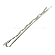 Iron Hair Bobby Pin Findings, Silver Color Plated, about 51.5x8x4.5mm(X-PJH379Y)