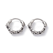 304 Stainless Steel Skull Hoop Earrings for Men Women, Antique Silver, 15x18x5mm, Pin: 1mm(EJEW-F312-07AS)