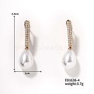 Chic Pearl Hoop Earrings for Women, Elegant and Delicate European Style, Teardrop, Golden, 34x10mm(QX1953-4)