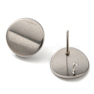 304 Stainless Steel Stud Earring Findings, Flat Round with Vertical Loops, Stainless Steel Color, 13mm(STAS-P326-01P)