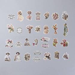 Sealing Stickers, Label Paster Picture Stickers, for Scrapbooking, Kid DIY Arts Crafts, Album, Women Pattern, 7x4.1cm, 60pcs/set(DIY-B008-04C)