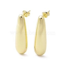 Brass Stud Earrings, Teardrop, Real 18K Gold Plated, 31.5x9mm(EJEW-M244-10G)