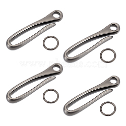 4 Sets Zinc Alloy Hook Clasps, with Jump Ring, Antique Silver, 68x15.5x9mm, Hole: 6.5mm(FIND-NB0004-43)