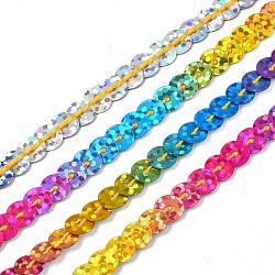 PET Plastic Paillette Beads, Sequins Roll, with Glitter Powder and Spool, Ornament Accessories, Flat Round, Colorful, 6mm, about 100yards(91.44m)/roll(PVC-TD001-17)