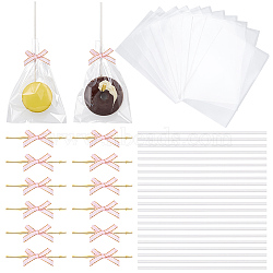 60Pcs Paper Sticks, 60Pcs OPP Cellophane Bags, 60Pcs Handmade Woven Costume Accessories, DIY Craft Supplies, Bowknot, Mixed Color, 152x3mm(DIY-AR0005-45)