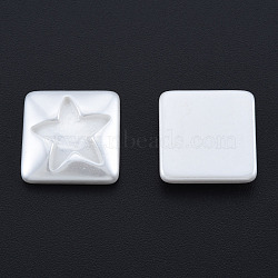 ABS Plastic Imitation Pearl Cabochons, Square with Star, Creamy White, 16x16x4mm(KY-N015-25)