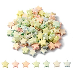 Spray Painted Frosted Opaque Acrylic Beads, Star, Mixed Color, 9x9.5x4mm, Hole: 1.8mm(ACRP-YW0001-07)