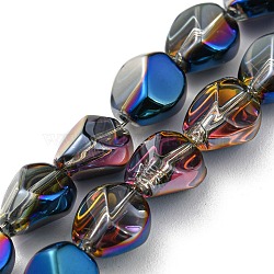 Half Plated Electroplate Transparent Glass Beads Strands, Faceted Polygon, Dodger Blue, 7.5x6x6.8mm, Hole: 1mm, about 90pcs/strand, 26.85 inch(68.2cm)(EGLA-G037-04A-HP03)