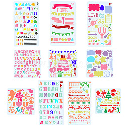 2 Sets 2 Styles PET Hollow Out Plastic Drawing Painting Stencils Templates, Rectangle with Letter Pattern, Birthday Themed Pattern, 171x96x0.5mm, 2 sets/bag(AJEW-GF0006-91D)