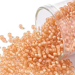 TOHO Round Seed Beads, Japanese Seed Beads, (391) Snowflake Lined Peach Luster, 11/0, 2.2mm, Hole: 0.8mm, about 1110pcs/10g(X-SEED-TR11-0391)