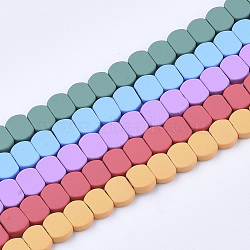 Spray Painted Non-magnetic Synthetic Hematite Multi-Strand Links, For Tile Elastic Bracelets Making, Oval, Mixed Color, 6.5x8x3mm, Hole: 0.8mm, about 64pcs/strand, 15.94 inch(40.5cm)(G-T124-26)