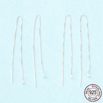 925 Sterling Silver Ear Thread, Ball Drop Long Chain Tassel Dangle Stud Earrings for Women, Silver, 100mm, Pin: 0.7mm