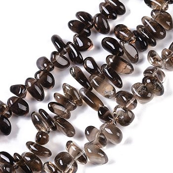 Natural Smoky Quartz Beads Strands, Nuggets, 10~17x6.5~10x7.5~11mm, Hole: 1.2mm, 12.28~16.22''(31.2~41.2cm)