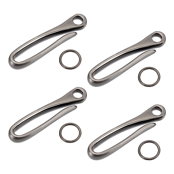 4 Sets Zinc Alloy Hook Clasps, with Jump Ring, Antique Silver, 68x15.5x9mm, Hole: 6.5mm