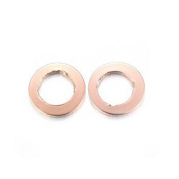 Ion Plating(IP) 304 Stainless Steel Linking Rings, Rose Gold, 11x1mm, Inner Diameter: 7mm, 100pcs/bag