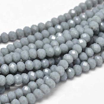 Faceted Rondelle Glass Beads Strands, Cadet Blue, 6x4mm, Hole: 1mm, about 99pcs/strand, 17.7 inch
