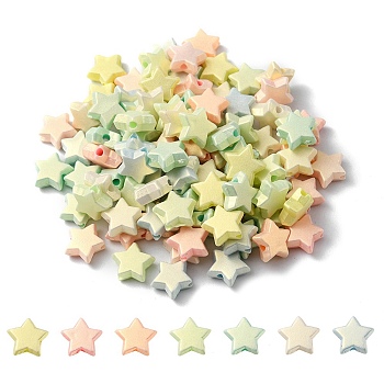 Spray Painted Frosted Opaque Acrylic Beads, Star, Mixed Color, 9x9.5x4mm, Hole: 1.8mm