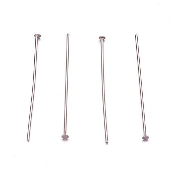 304 Stainless Steel Flat Head Pins, Stainless Steel Color, 50x0.7mm, 21 Gauge, Head: 1.2~1.5mm