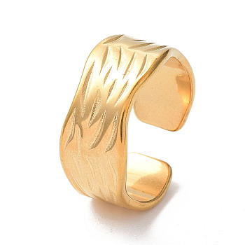 Ion Plating(IP) 304 Stainless Steel Wave Open Cuff Rings, Golden, Inner Diameter: 17.9mm